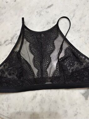 Victoria's Secret Black Lace High-Neck Bralette